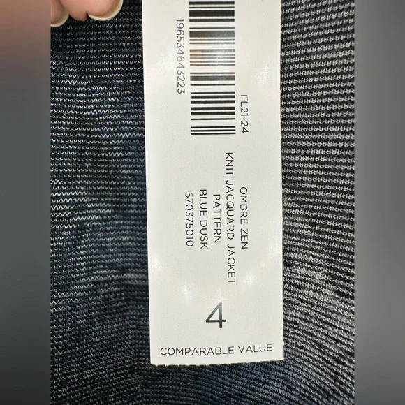 Chico's Knit Jacquard Duster Open Front Cardigan XXL Blue Burnout Knit Elbow SLV - Picture 5 of 11